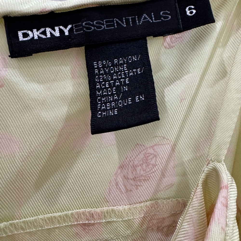 DKNY lemon lime corsette midi slip dress w/ pink rose florals size 6 - Picture 2 of 4